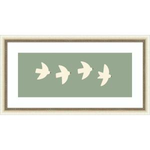 image:imageKate and Laurel Framed Wall Art Print Minimalist Birds Panel 4 Green by Laura Moss 26 x 14 Belmont Distress White Frame Modern Contemporary Animal Art for Wall Decor