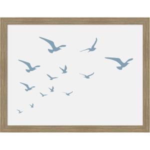 image:imageKate and Laurel Framed Wall Art Print Seagulls White Background by Jolly and Dash 26 x 20 Woodgrain Stripe Mocha Frame Coastal Animal Art for Wall Decor26L x 20W