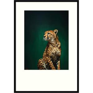 image:imageKate and Laurel Framed Wall Art Print Twilight Emerald Green Leopard by The Creative Bunch Studio 29 x 41 Svelte Noir Black Frame Modern Contemporary Animal Art for Wall DecorSvelte Noir Black