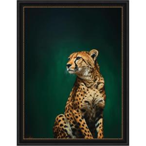 image:imageKate and Laurel Framed Wall Art Print Twilight Emerald Green Leopard by The Creative Bunch Studio 29 x 41 Svelte Noir Black Frame Modern Contemporary Animal Art for Wall DecorManhattan Black
