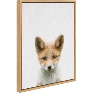 image:imageKate and Laurel Sylvie Baby Fox Color Illustration Framed Canvas Wall Art by Simon Te of Tai Prints 18x24 Natural Adorable Animal Art Wall DcorNatural