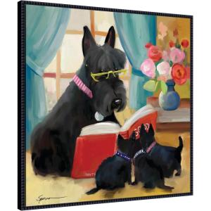 image:imageKate and Laurel Sylvie Painterly Story Hour Framed Canvas Wall Art by Mary Sparrow 30 x 30 Beaded Black Whimsical Animals Kids Art for Wall Decor Living Room Bedroom Office LibraryBeaded Black