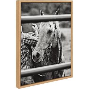 image:imageKate and Laurel Sylvie Photo Saddling Horse Framed Canvas Wall Art by The Whiskey Ginger 18x24 Natural Western Photography Art for Wall