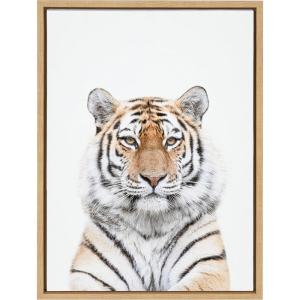 image:imageKate and Laurel Sylvie Tiger Portrait Framed Canvas Wall Art by Amy Peterson Art Studio 18x24 Natural Modern Jungle Animal Portrait Art for WallNatural