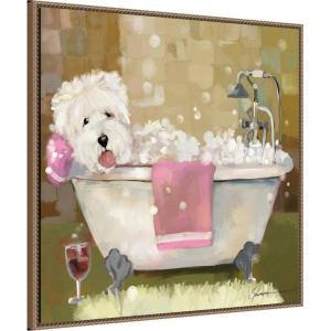 image:imageKate and Laurel Sylvie Tiny Bubbles Framed Canvas Wall Art by Mary Sparrow 30 x 30 Beaded White Whimsical Animals Bathroom Art for Wall Decor Living Room Bedroom Laundry RoomBeaded Gold
