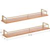 image:imageKate and Laurel Camryn 2Piece Wood and Metal Floating Wall Shelves 4 x 24 Natural Wood and Gold Simple Shelving Unit Set for Display or StorageNaturalGold