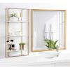 image:imageKate and Laurel Kercheval Glam Wall Shelf 15 x 32 White and Gold Modern White Bookshelf with Three Tiers for Storage and Display