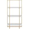 image:imageKate and Laurel Kercheval Glam Wall Shelf 15 x 32 White and Gold Modern White Bookshelf with Three Tiers for Storage and Display