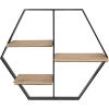 image:imageKate and Laurel Ladd Hexagon Shaped Floating Wood Wall Shelf with Black Metal Frame