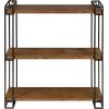 image:imageKate and Laurel Lintz Modern Industrial Solid Wood with Black Metal Frame Floating Wall Shelves Rustic BrownBrownBlack