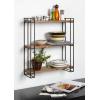 image:imageKate and Laurel Lintz Modern Industrial Solid Wood with Black Metal Frame Floating Wall Shelves Rustic BrownBrownBlack