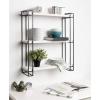 image:imageKate and Laurel Lintz Modern Industrial Solid Wood with Black Metal Frame Floating Wall Shelves Rustic BrownWhite