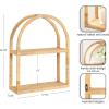 image:imageKate and Laurel Rahmati Modern TwoTier Arched Rattan Wall Shelf 18 x 7 x 23 Natural Rattan Boho Arch Wall Shelves for OvertheToilet Storage or Dorm Room Storage ShelfNatural