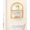 image:imageKate and Laurel Rahmati Modern TwoTier Arched Rattan Wall Shelf 18 x 7 x 23 Natural Rattan Boho Arch Wall Shelves for OvertheToilet Storage or Dorm Room Storage ShelfNatural