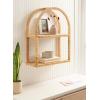 image:imageKate and Laurel Rahmati Modern TwoTier Arched Rattan Wall Shelf 18 x 7 x 23 Natural Rattan Boho Arch Wall Shelves for OvertheToilet Storage or Dorm Room Storage ShelfNatural