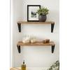 image:imageKate and Laurel Samuels Modern Wood Wall Shelf 24 inches Wood with Black Brackets Decorative Shelf for Storage and Display