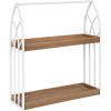 image:imageKate and Laurel Castille Farmhouse Arched Wall Shelf 18 x 31 Gold Decorative 2 Tier Floating Wall Shelves with Rustic TwoTone Finish and Intricate Fretwork