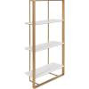image:imageKate and Laurel Kercheval Glam Wall Shelf 15 x 32 White and Gold Modern White Bookshelf with Three Tiers for Storage and Display