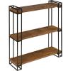 image:imageKate and Laurel Lintz Modern Industrial Solid Wood with Black Metal Frame Floating Wall Shelves Rustic BrownBrownBlack