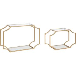 image:imageKate and Laurel Ciel Modern Horizontal Shelves Set of 2 Gold Decorative Glam Wall Decor for Storage and Display