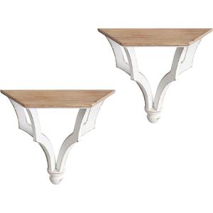 image:imageKate and Laurel Corbett Distressed Wood Shelves Set of 2 White and Rustic Brown FarmhouseInspired Home Decor and Storage