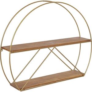 image:imageKate and Laurel Delmar MidCentury Modern Wall Shelf 26 x 21 Brown and Gold Glamorous Geometric Wall Decor
