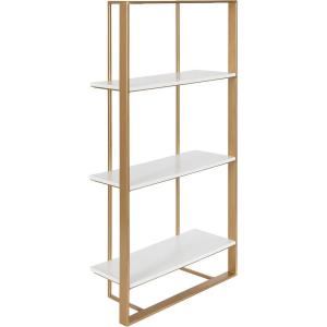 image:imageKate and Laurel Kercheval Glam Wall Shelf 15 x 32 White and Gold Modern White Bookshelf with Three Tiers for Storage and Display