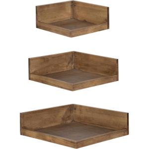 image:imageKate and Laurel Levie Corner Shelf Set of 3 Rustic Natural Modern FarmhouseInspired Wood ShelfRustic Brown