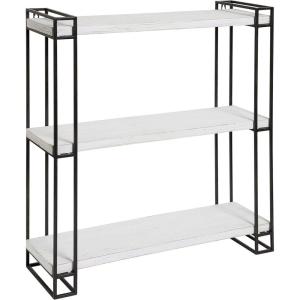 image:imageKate and Laurel Lintz Modern Industrial Solid Wood with Black Metal Frame Floating Wall Shelves Rustic BrownWhite