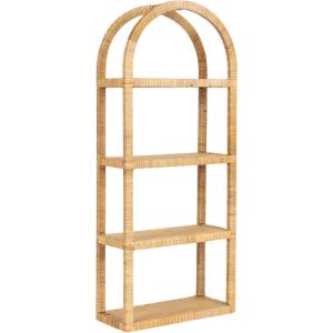 image:imageKate and Laurel Rahmati Modern TwoTier Arched Rattan Wall Shelf 18 x 7 x 23 Natural Rattan Boho Arch Wall Shelves for OvertheToilet Storage or Dorm Room Storage ShelfNatural