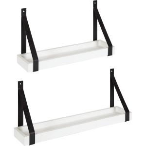 image:imageKate and Laurel Sudbury Farmhouse Wall Shelf Set of 2 White and Black Decorative Modern Shelves with Coastal FinishWhiteBlack