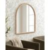 image:imageKate and Laurel Beadbrook Modern Beaded Arched Mirror 28 x 32 Light Natural Transitional Wide Arch Wall Mirror for Use as Bathroom Mirror or Entryway Mirror Decor