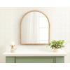 image:imageKate and Laurel Beadbrook Modern Beaded Arched Mirror 28 x 32 Light Natural Transitional Wide Arch Wall Mirror for Use as Bathroom Mirror or Entryway Mirror Decor