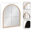 image:imageKate and Laurel Beadbrook Modern Beaded Arched Mirror 28 x 32 Light Natural Transitional Wide Arch Wall Mirror for Use as Bathroom Mirror or Entryway Mirror Decor