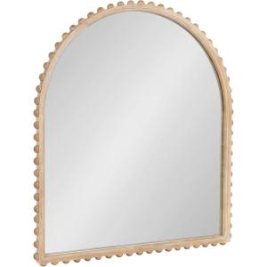 image:imageKate and Laurel Beadbrook Modern Beaded Arched Mirror 28 x 32 Light Natural Transitional Wide Arch Wall Mirror for Use as Bathroom Mirror or Entryway Mirror Decor
