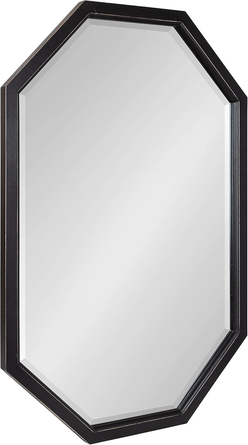 image:imageKate and Laurel Hogan Farmhouse Octagon Wood Wall Mirror 24 x 36 Rustic Brown Traditional Inspired Geometric Wall DecorBlack