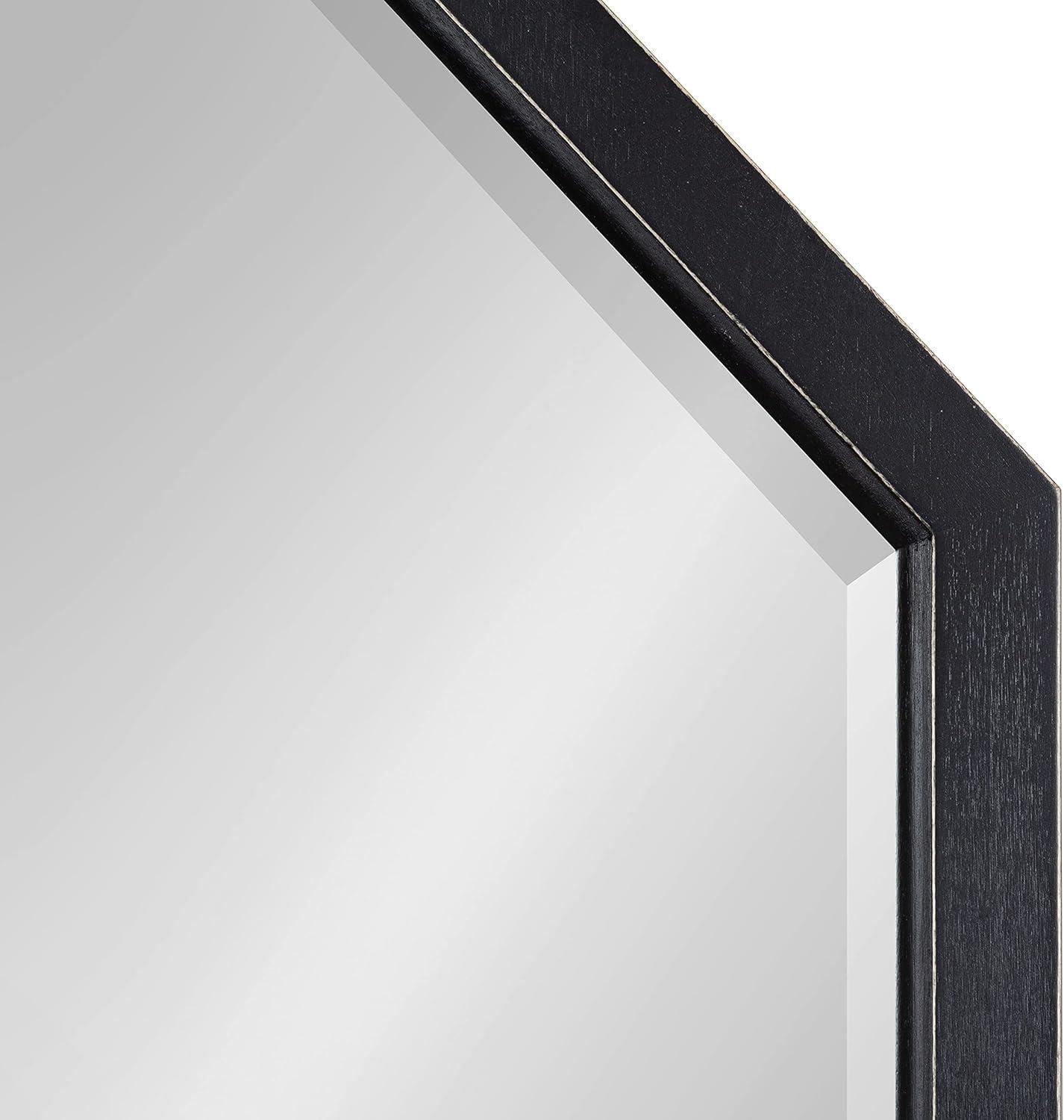 image:imageKate and Laurel Hogan Farmhouse Octagon Wood Wall Mirror 24 x 36 Rustic Brown Traditional Inspired Geometric Wall DecorBlack