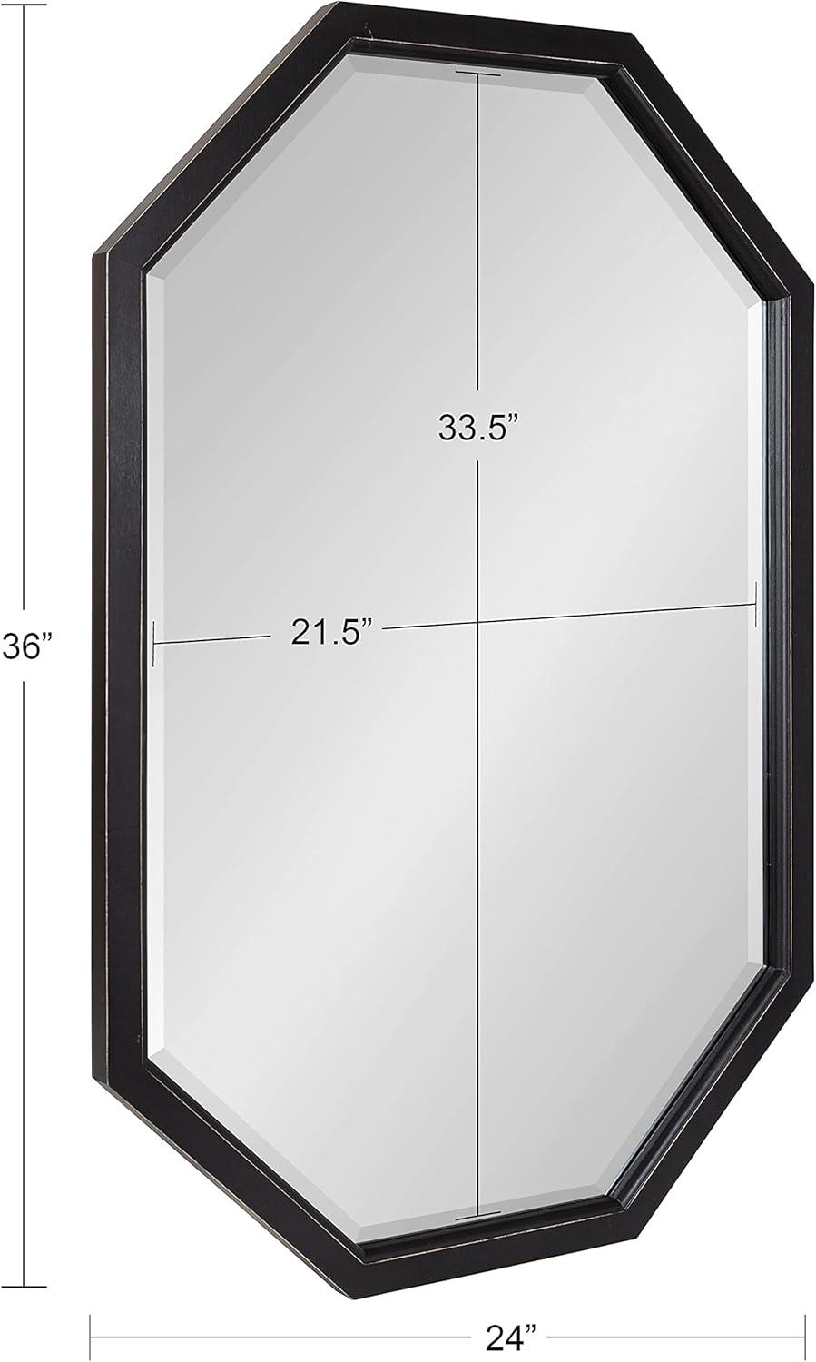 image:imageKate and Laurel Hogan Farmhouse Octagon Wood Wall Mirror 24 x 36 Rustic Brown Traditional Inspired Geometric Wall DecorBlack