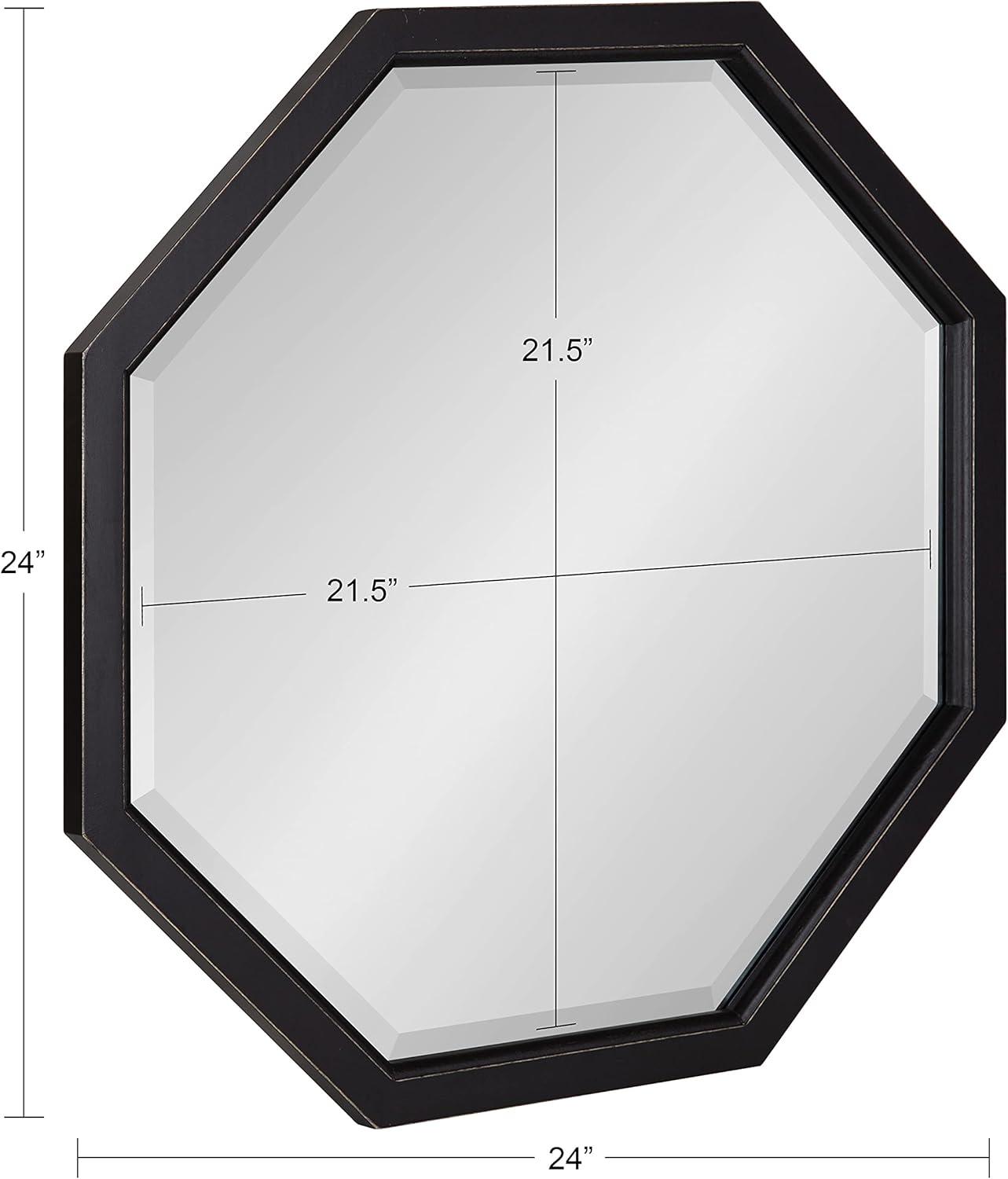 image:imageKate and Laurel Hogan Farmhouse Octagon Wood Wall Mirror 24 x 36 Rustic Brown Traditional Inspired Geometric Wall DecorBlack