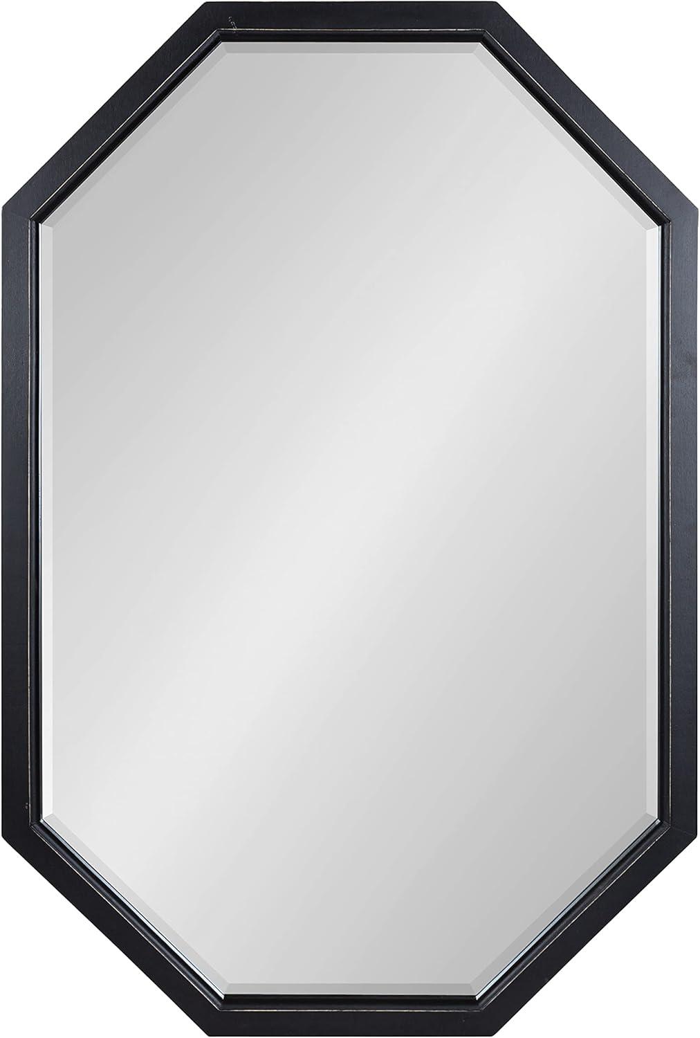 image:imageKate and Laurel Hogan Farmhouse Octagon Wood Wall Mirror 24 x 36 Rustic Brown Traditional Inspired Geometric Wall DecorBlack
