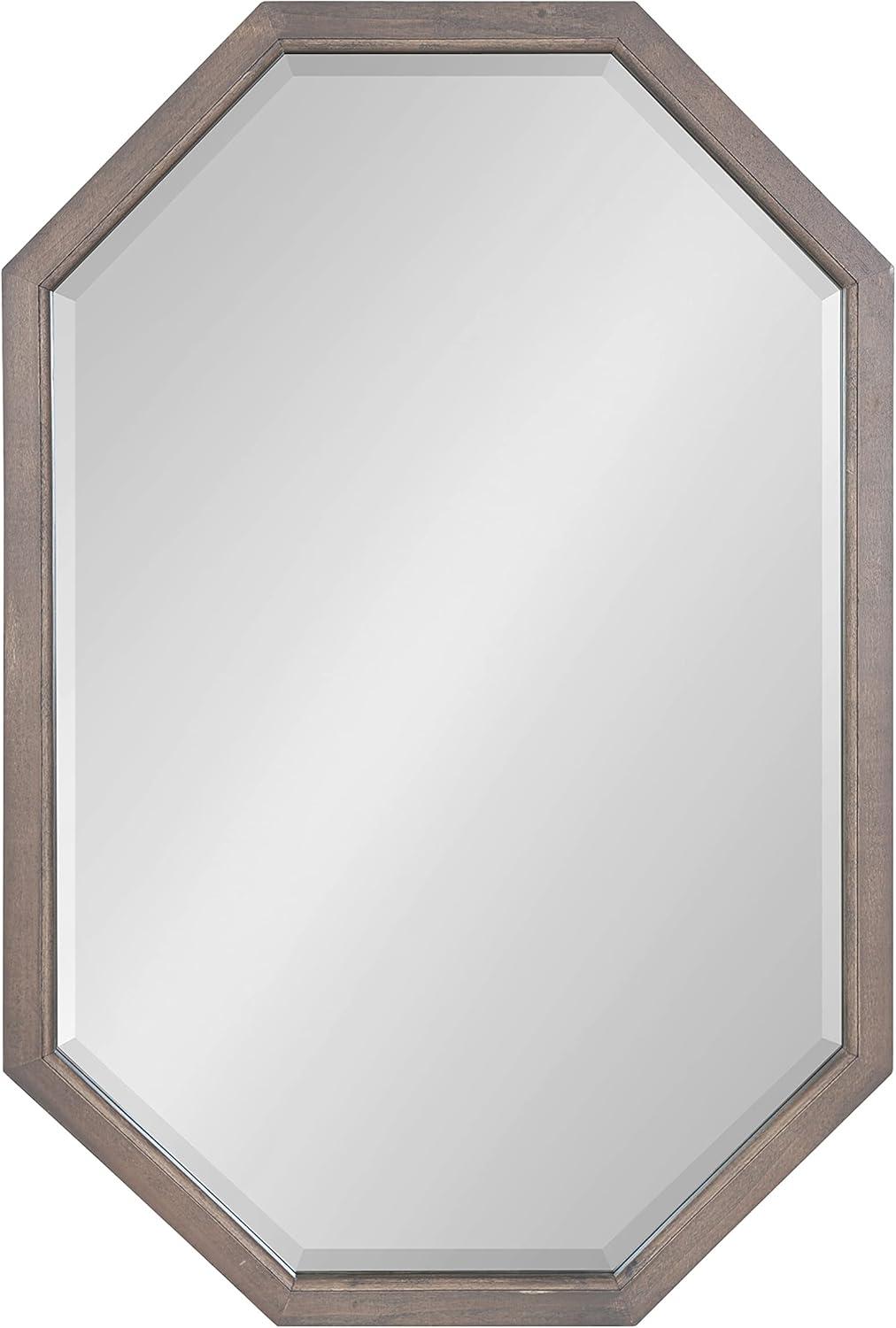 image:imageKate and Laurel Hogan Farmhouse Octagon Wood Wall Mirror 24 x 36 Rustic Brown Traditional Inspired Geometric Wall DecorGrey
