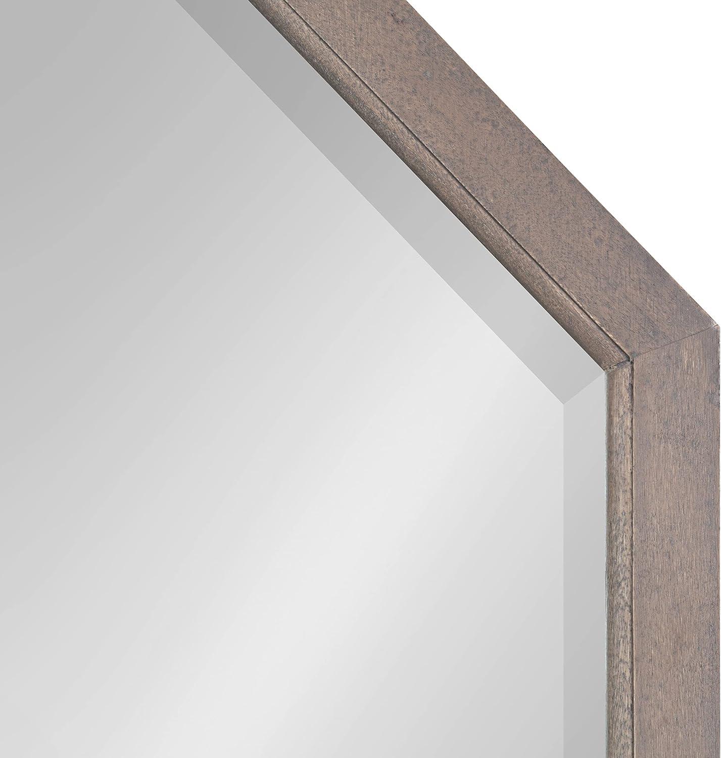 image:imageKate and Laurel Hogan Farmhouse Octagon Wood Wall Mirror 24 x 36 Rustic Brown Traditional Inspired Geometric Wall DecorGrey