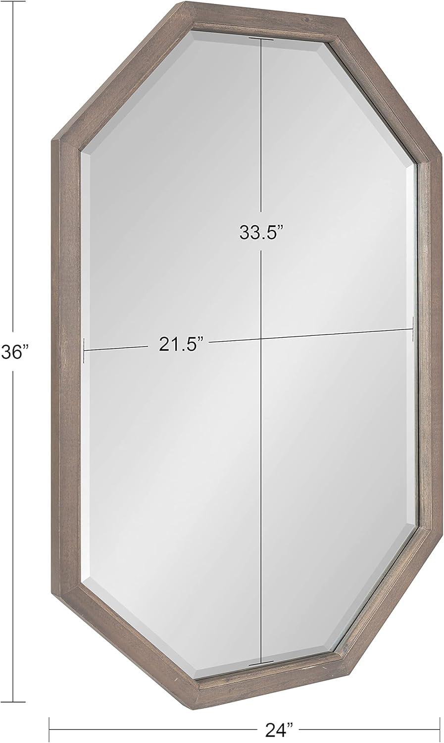 image:imageKate and Laurel Hogan Farmhouse Octagon Wood Wall Mirror 24 x 36 Rustic Brown Traditional Inspired Geometric Wall DecorGrey