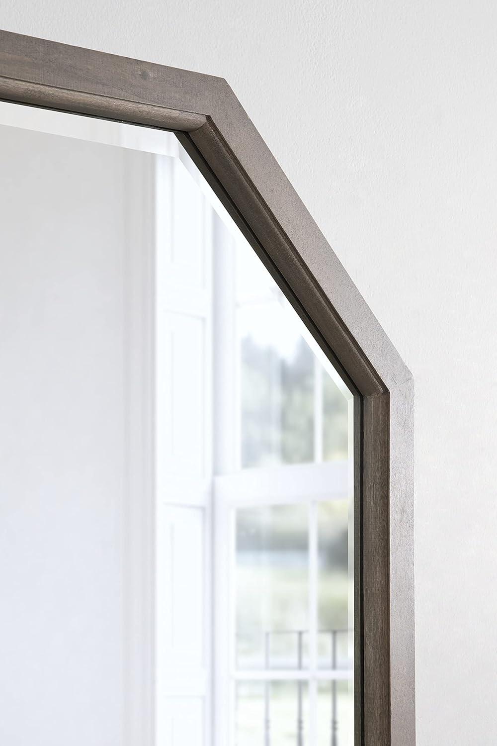 image:imageKate and Laurel Hogan Farmhouse Octagon Wood Wall Mirror 24 x 36 Rustic Brown Traditional Inspired Geometric Wall DecorGrey
