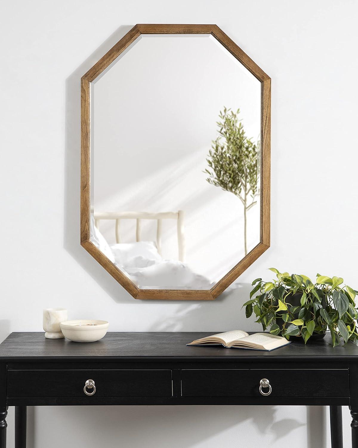 image:imageKate and Laurel Hogan Farmhouse Octagon Wood Wall Mirror 24 x 36 Rustic Brown Traditional Inspired Geometric Wall DecorRustic Brown