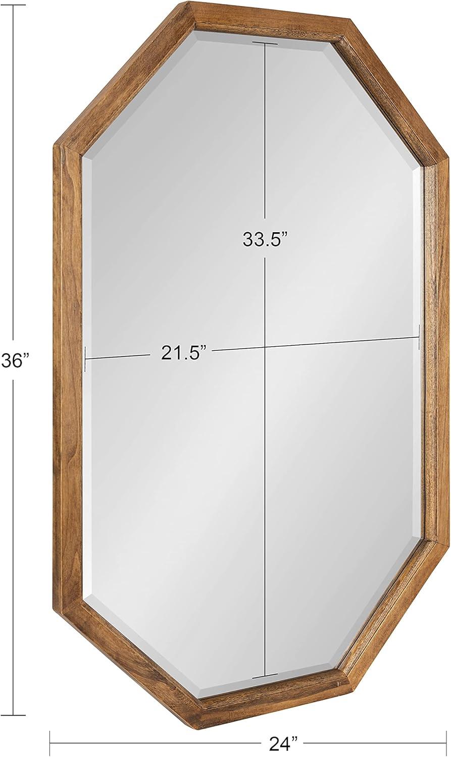 image:imageKate and Laurel Hogan Farmhouse Octagon Wood Wall Mirror 24 x 36 Rustic Brown Traditional Inspired Geometric Wall DecorRustic Brown