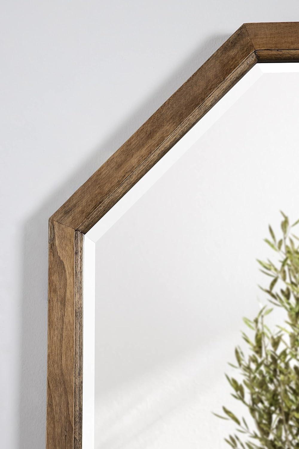 image:imageKate and Laurel Hogan Farmhouse Octagon Wood Wall Mirror 24 x 36 Rustic Brown Traditional Inspired Geometric Wall DecorRustic Brown
