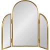 image:imageKate and Laurel Amoli TriFold Arched Mirror 28 x 28 Gold ThreePiece Joined Arch Folding Mirror for Tabletop Makeup Mirror Station or Bathroom Vanity Setup