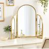 image:imageKate and Laurel Amoli TriFold Arched Mirror 28 x 28 Gold ThreePiece Joined Arch Folding Mirror for Tabletop Makeup Mirror Station or Bathroom Vanity Setup