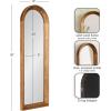 image:imageKate and Laurel Hatherleigh Modern Slim Arched Panel Wall Mirror 12 x 36 Rustic Brown Transitional Narrow Wooden Arch Mirror for Use as Versatile Bedroom or Entryway Wall Decor